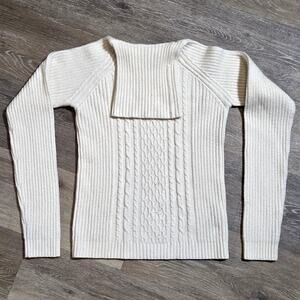 Womens Cream Turtleneck Cable knit Unbranded Measurements in pictures Y2K